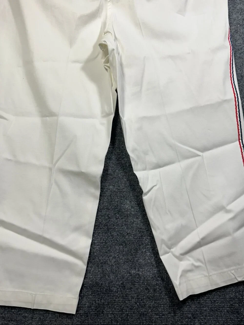 Talbots Pants Womens 14 Relaxed Chino Crop White Cotton Stretch Side Stripe Zip - Picture 8 of 9